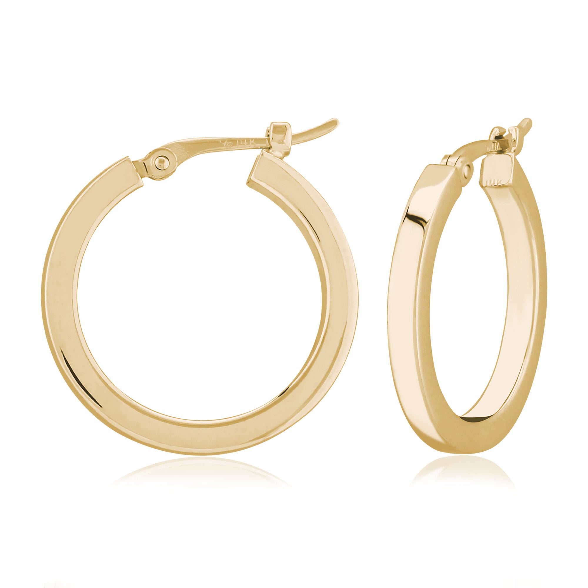 14K Yellow Gold 2X18MM Square Hoop Earrings