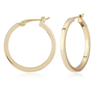 14K Yellow Gold 2X25MM Square Hoop Earrings