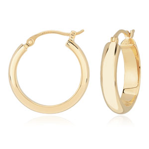 14K Yellow 18mm 1/2 Round Hoop Earrings