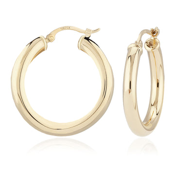 14K Yellow Gold 3X20MM Hoop Earrings