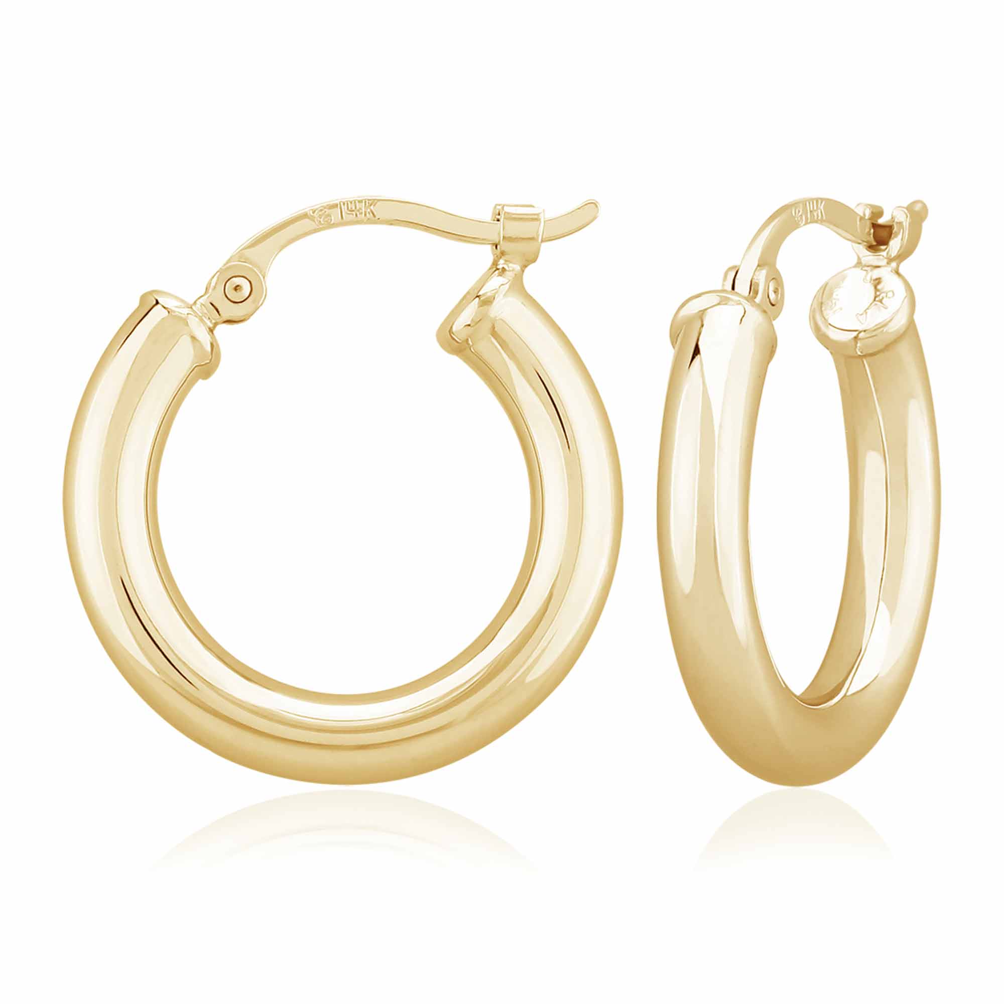 14K Yellow Gold 3X18MM Hoop Earrings