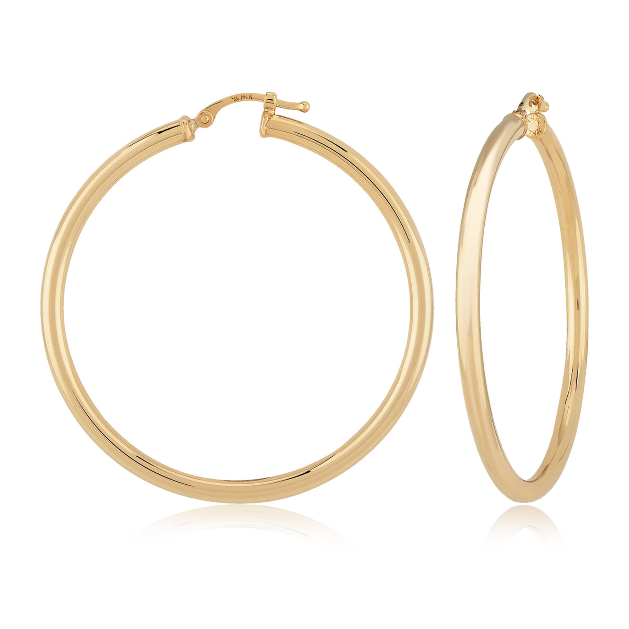 14K Yellow Gold 2.5X40MM Hoop Earrings