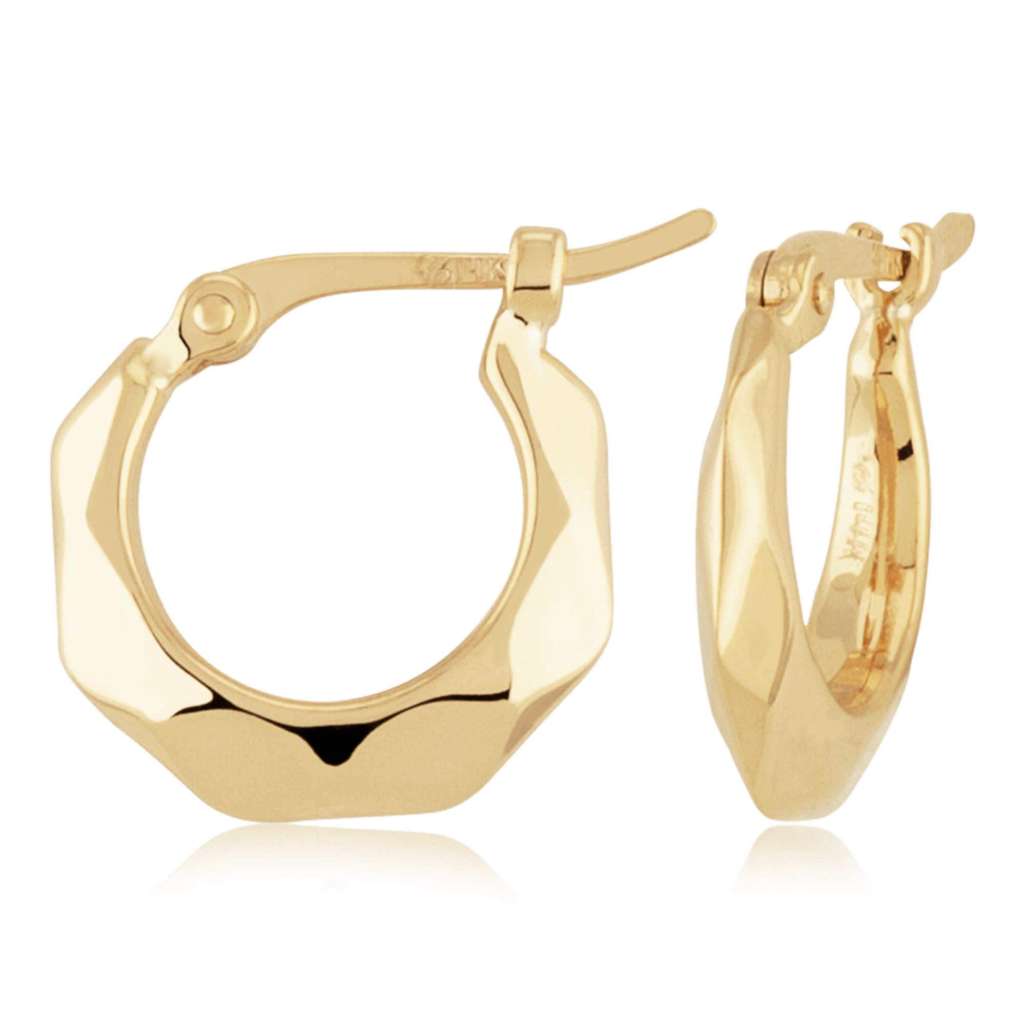 14K Yellow Diamond Cut Hoop