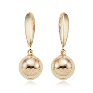 14K Yellow Gold 10mm Ball Drop Leverback Earrings