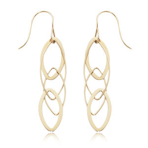 14K Yellow Gold Interlocking Drop Earrings