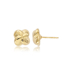 14K Yellow 10mm Puffed Twist Stud Earrings