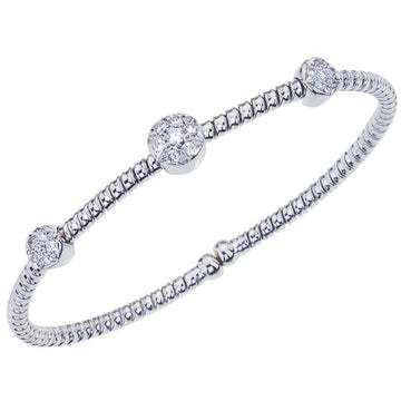 18K White Diamond Flexible Cuff Bracelet 0.40ctw