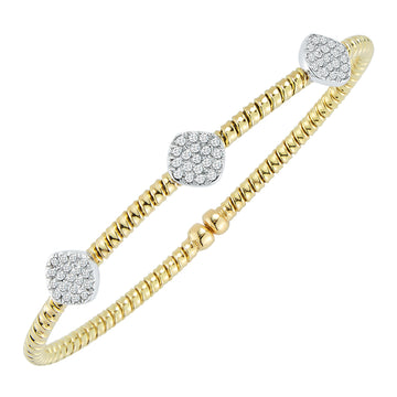 18K Yellow/White Gold Diamond Flex Cuff Bracelet 0.35cwt.