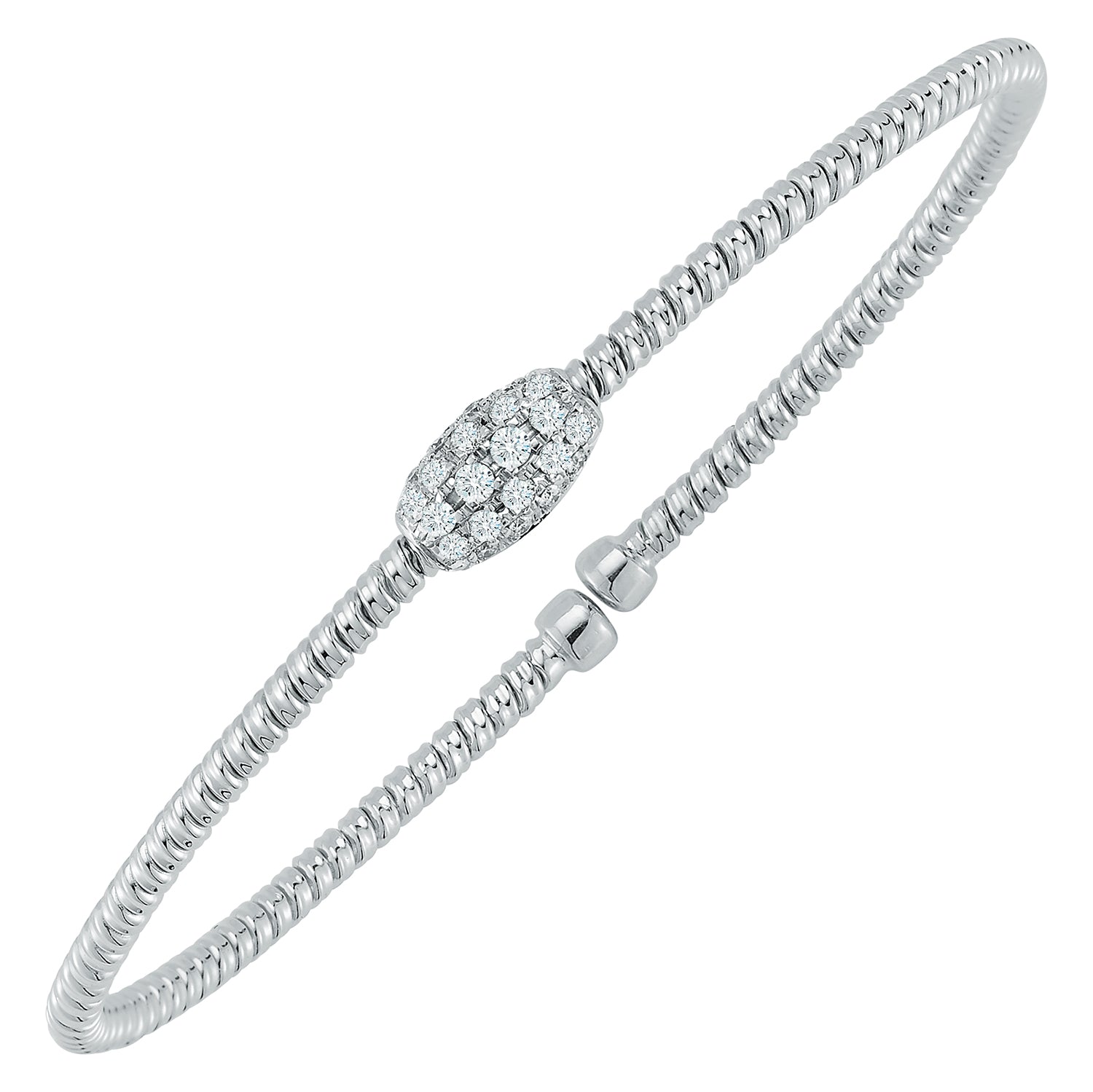 18K White Gold Diamond Flex Cuff Bracelet 0.25cwt.