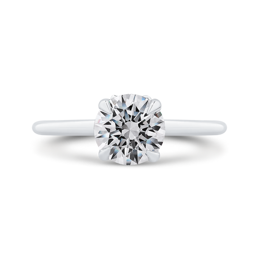 14K White Gold Round Cut Diamond Solitaire Plus Engagement Ring (Center stone not included - Semi-Mount)