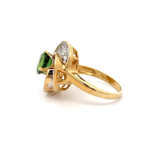 18K Yellow Chrome Tourmaline and Diamond Ring
