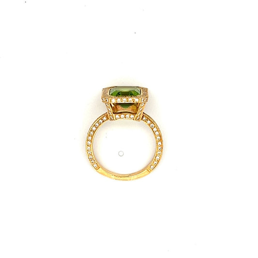 SOLD  18K Yellow Peridot and Diamond Ring