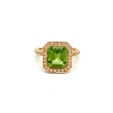 SOLD  18K Yellow Peridot and Diamond Ring