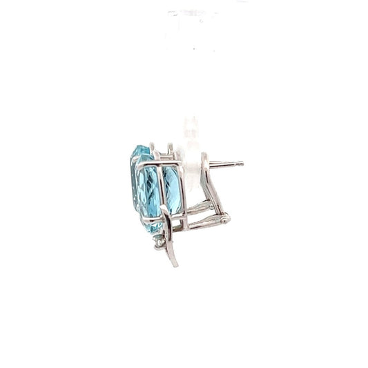 14K White Gold Aquamarine and Diamond Earrings