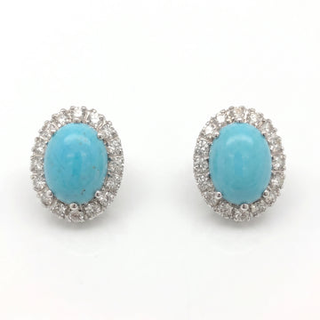 Lady's Estate Turquoise and Diamond Earrings