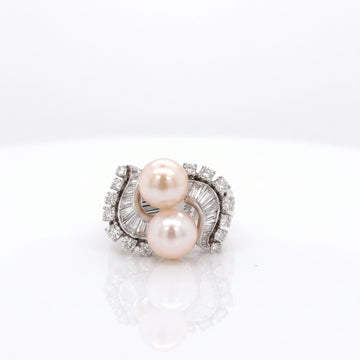 Lady's Estate Pearl and Diamond Ring