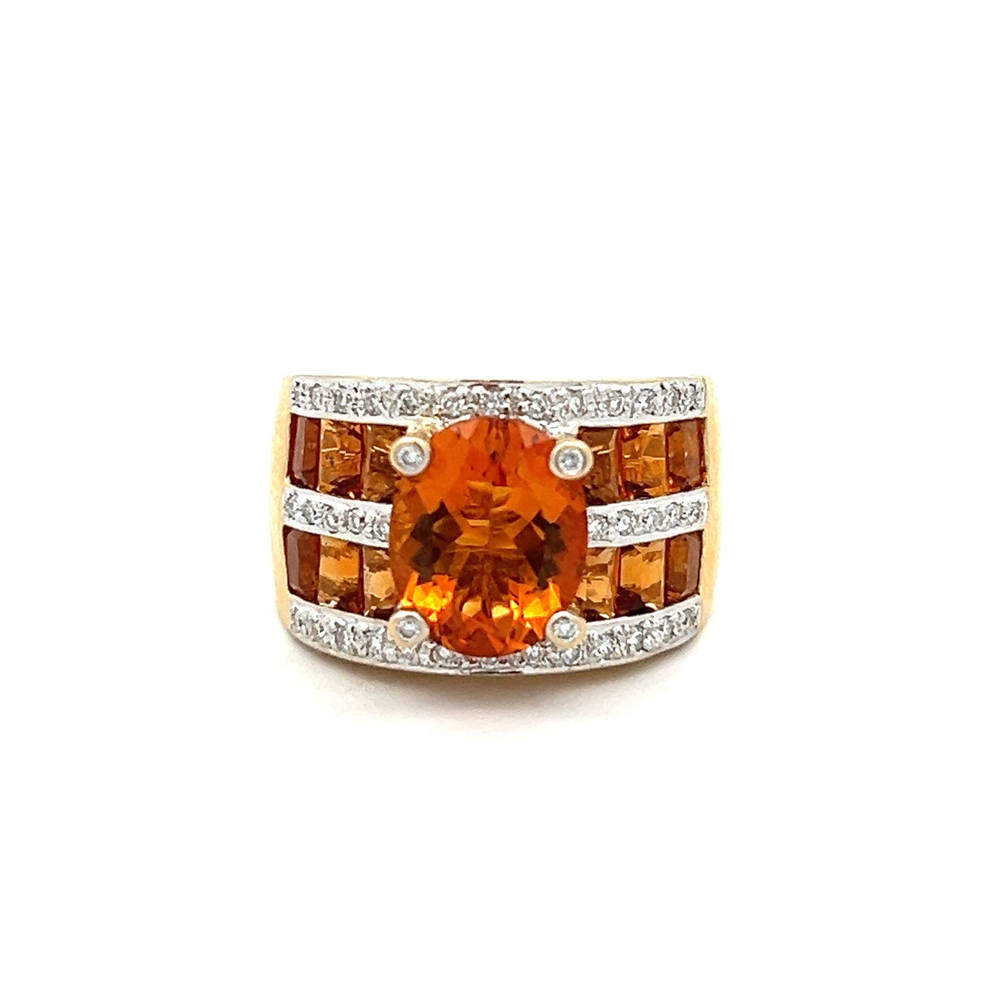 18K Yellow Bellarri Citrine and Diamond Band