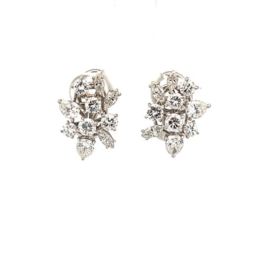 Platinum and Diamond Earrings; Estimated 2.65 ctw.