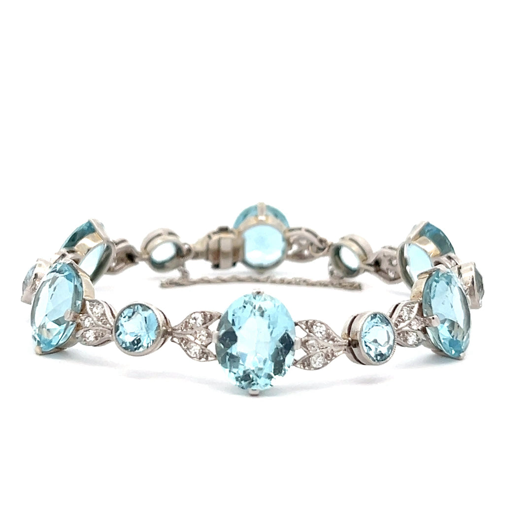 Platinum Aquamarine and Diamond Bracelet