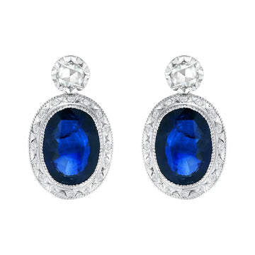 18K White Gold Ceylon sapphire and diamond earrings (9.65 ct)