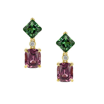 18K Yellow Gold earrings with Burmese spinels (2.82 cts)