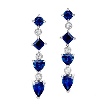 18K White Gold earrings with Ceylon sapphires and diamonds