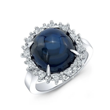 Platinum Cabochon Blue Sapphire Ring (11.72 Carat)