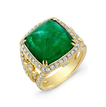 18K Yellow Gold Colombian Emerald Ring (14.08ct)