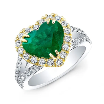 18K White Gold Colombian Emerald Heart Ring (2.78ct)