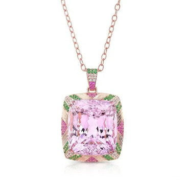 18K Rose Gold Pink Kunzite Pendant Necklace (132ct)