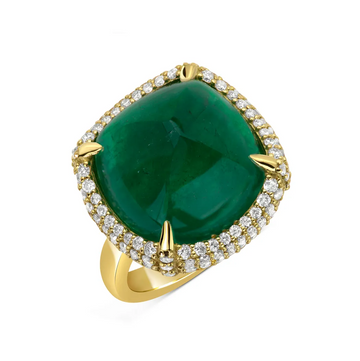 18K Yellow Gold Sugarloaf Colombian Emerald Ring (13.55ct)