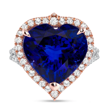 18K White Gold Heart-Shaped Blue Tanzanite Ring (7.31ct)