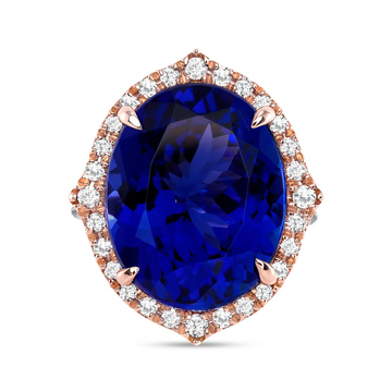 18K White and Rose Gold Blue Tanzanite Ring (18.13ct)