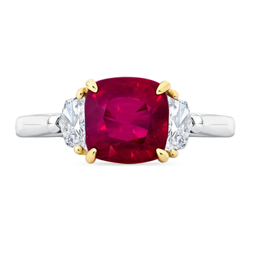 18K White Gold Cushion-Cut Mozambique Ruby Ring (3.14ct)