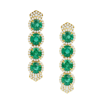 18K Yellow Gold Zambian Emerald Earrings (10.88ct)