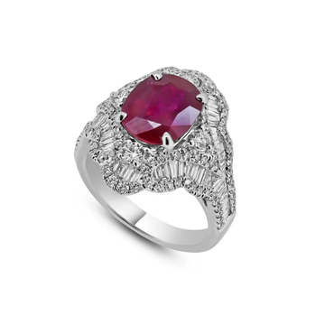 18K White Gold Burmese Ruby Ring (3.67ct)