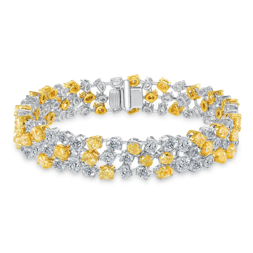 18K White and Yellow Gold Fancy Yellow and White Diamond Bracelet (14.21ct)