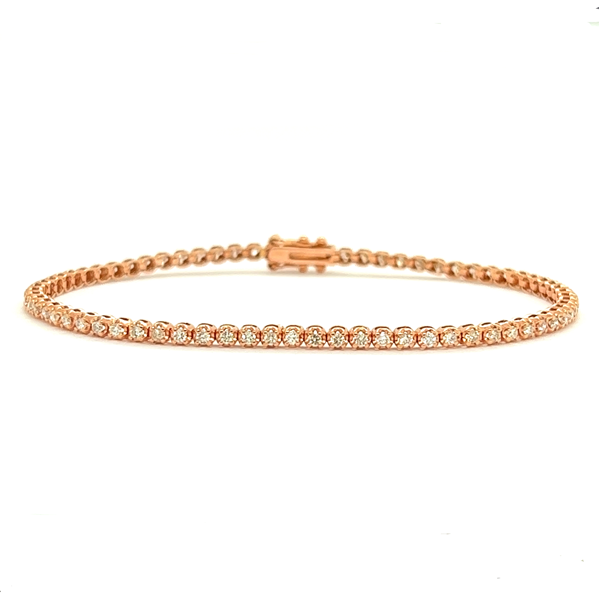 14K Rose Gold Diamond Tennis Bracelet (1.28ctw)